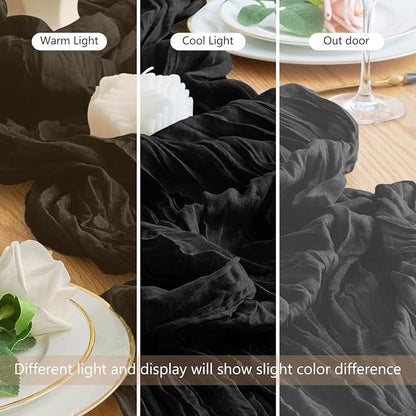 Cheesecloth Table Runner Black 10FT Boho Gauze Runner, 2 Pack | 120 Inch Cheese - Image 8