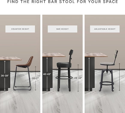 Signature Design by Ashley Hallanden Modern Farmhouse Counter Upholstered Barstool, Set of 2, Comb-back Design, Solid Wood, 25.75" , Dark Gray
