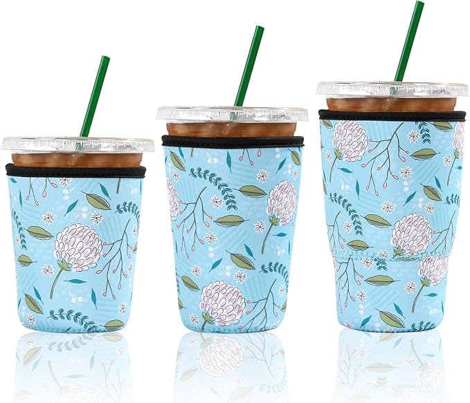 Cobetech Iced Coffee Sleeve Reusable, 3 Pack Neoprene Coffee Cup Sleeves by Unknown