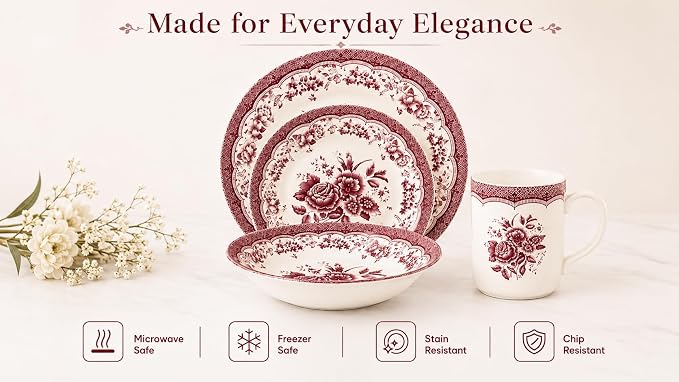 TUDOR ROYAL 24-Piece Porcelain Round Dinnerware Set, Service - Image 4