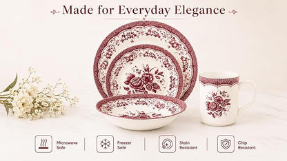 TUDOR ROYAL 24-Piece Porcelain Round Dinnerware Set, Service - Image 4