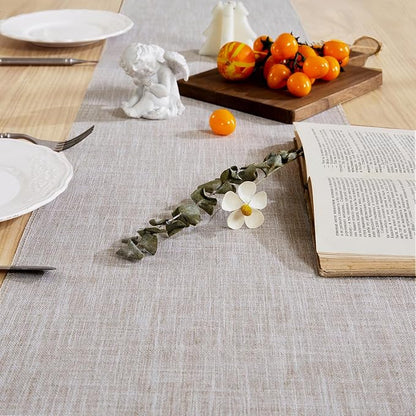Cotton Linen Table Runner, 13x72 Inch Light Coffee - Image 2