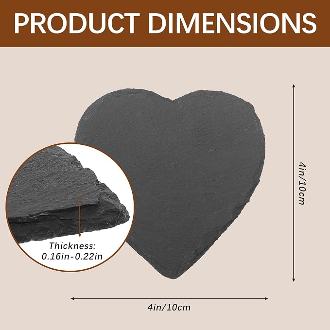 24 PCS Slate Drink Coasters Bulk, 4 Inch Black Slate Stone Coasters - Image 2