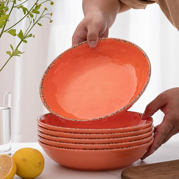 Farmhouse Melamine Pasta Bowls set, 42 OZ Large Fruit Bowl, Lightweight and - Image 6