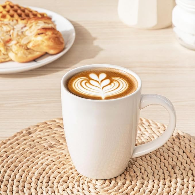 vancasso White Ceramic Coffee Mug Set of 6, 16 Oz Tea Cups - Image 7