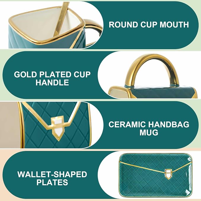 Zubebe 1 Set Coffee Mug Elegant Handbag Shaped Cup Modern Ceramic Purse Mug - Image 7