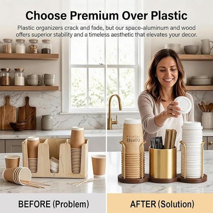 Coffee Station Organizer with Straw & Stirrer Storage Caddy - Image 5