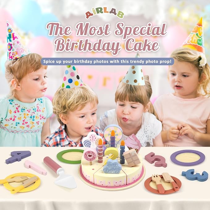 Wooden Birthday Party Cake Play Food Sets - Image 7