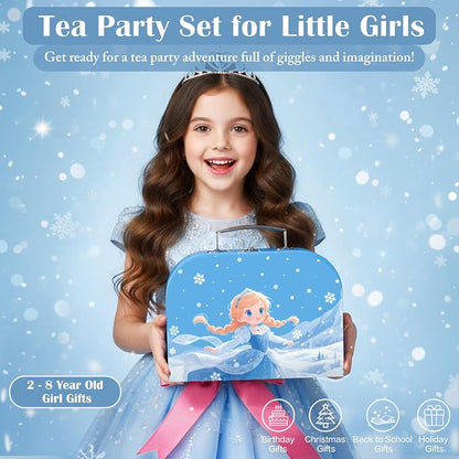 iAOVUEBY Tea Party Set for Little Girls, Kids Pretend Play Kitchen Toys - Image 7