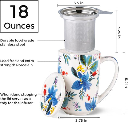 AmorArc Tea Cup With Infuser and Lid, 18oz Loose Leaf Tea Mug With Steeper | - Image 3