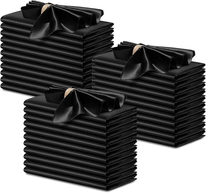 P Pothuiny 50 Pcs Black Satin Napkins 17 x 17 Inch, Satin Cloth Napkins | by P+Pothuiny