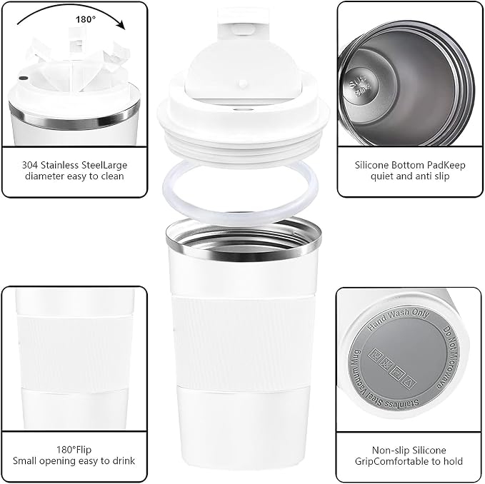 Insulated Travel Coffee Mug, Stainless Steel Coffee Cup - Image 2