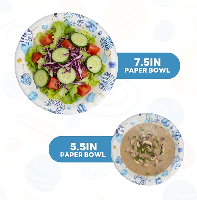30 Pack Paper Bowls, 8 Oz Disposable Soup Bowl, Heavy Duty Printed Disposable - Image 5