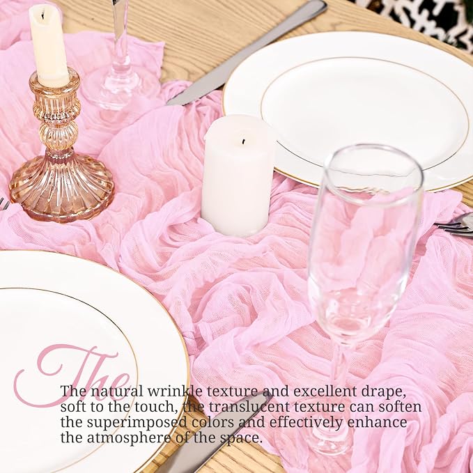 8 Pack Pink Table Runner 17 x 108inch Cheesecloth Table Runner Boho Gauze Table - Image 4