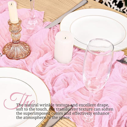 8 Pack Pink Table Runner 17 x 108inch Cheesecloth Table Runner Boho Gauze Table - Image 4