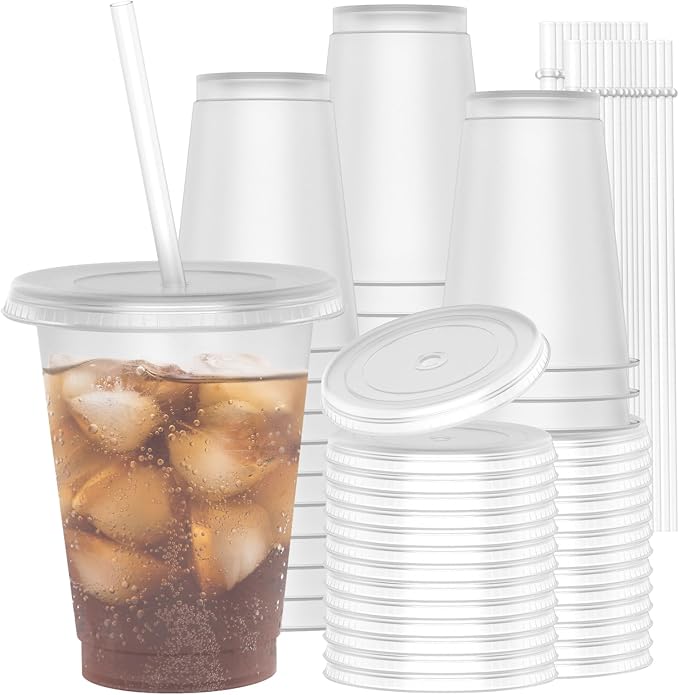 Reusable Translucent Plastic Cups - 16 oz Frosted Clear Cold Drink Tumbler - by Unknown