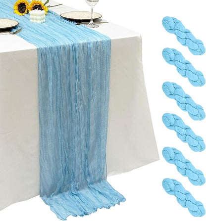6Pack Baby Blue Cheesecloth Table Runner 17x108 inch Baby Blue Table Runner | by Seveups