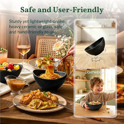Wheat Straw Serving Bowls Unbreakable Oval Bowls Set of 6 Soup Bowls Microwave - Image 4