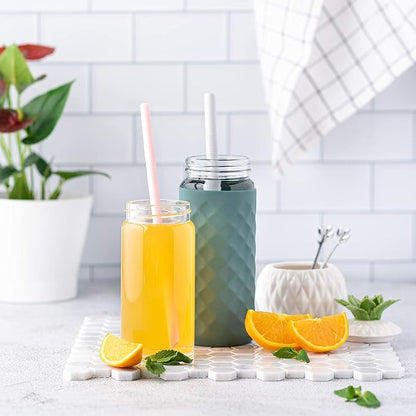 Juice Bottles - 4 Pack Wide Mouth Glass Bottles & Stainless Steel Lids - Image 9