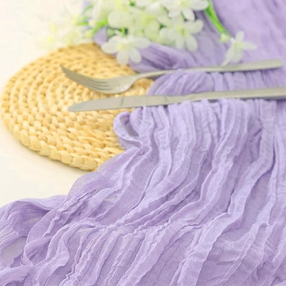 10 Pack Lavender Purple Cheesecloth Table Runner 17 x 108 Inch | Boho Gauze - Image 2