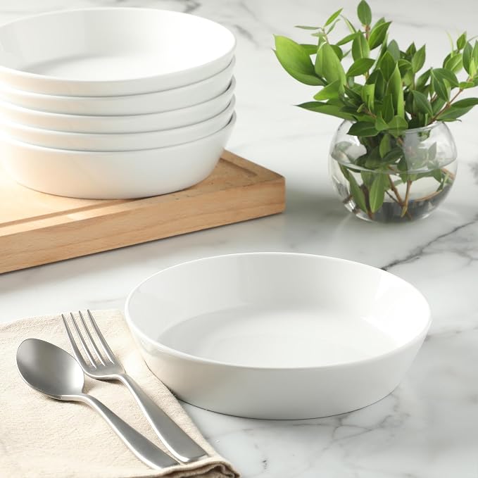 Martha Stewart Selma Pasta Bowls Set of 6, 43oz White Porcelain Soup Bowls & - Image 5