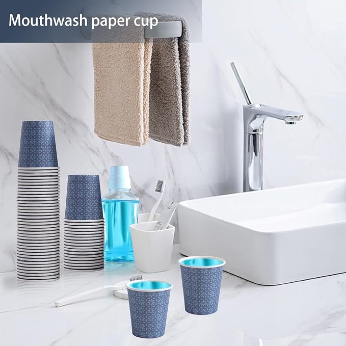 Clawsoff 300 Pack 5 oz Paper Cups Disposable Bathroom Mouthwash Cups Navy | - Image 6