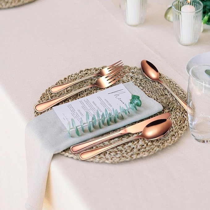20 Pieces Rose Gold Flatware Set - Image 7