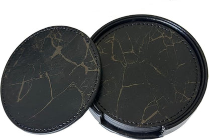 Set of 6 Leather Coasters, Round Coasters - Image 2