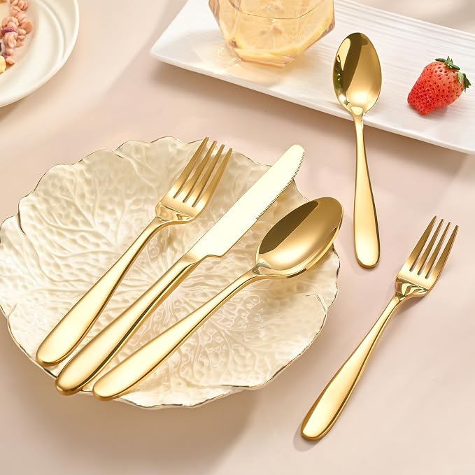 40-Piece Gold Silverware Set, Flatware Set - Image 5