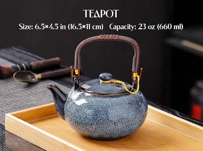 Traditional Japanese tea set, Kiln altered glaze Porcelain tea set - Image 8