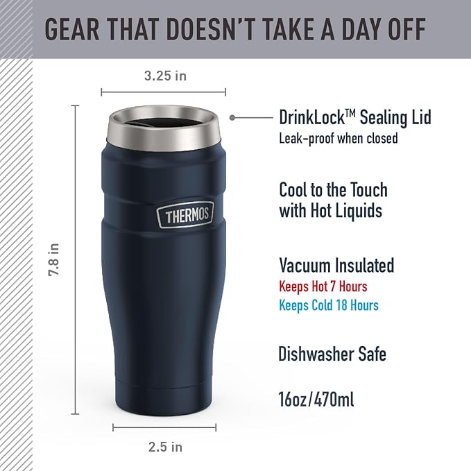 THERMOS Stainless King Stainless Steel Tumbler, Midnight Blue | - Image 2