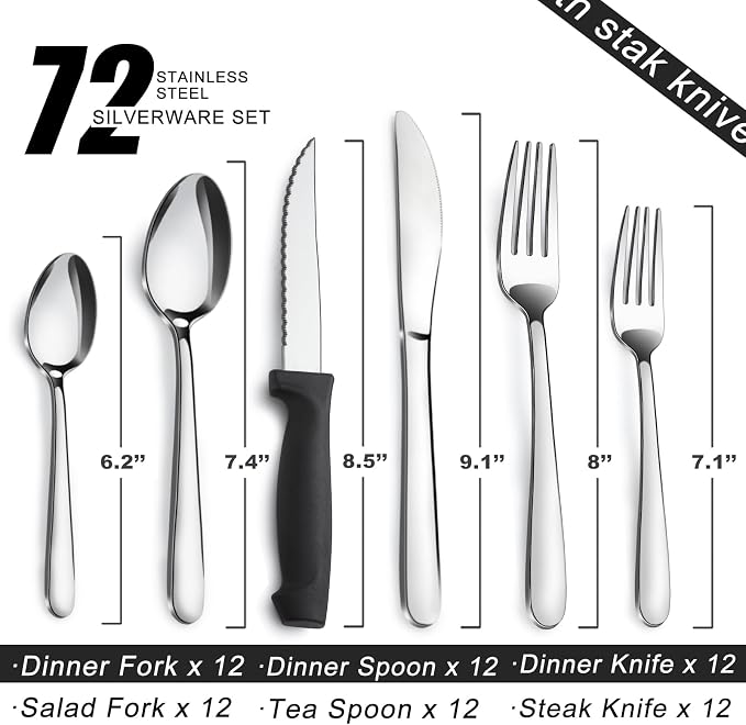 Pleafind 72-Pieces Silverware Set - Image 2
