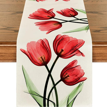 Floral Table Runner Mode Flowers Spring Summer Table Runner Seasonal Table by Juynyyn
