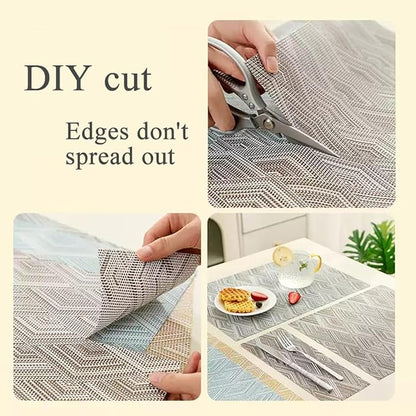 Druable Placemats Set of 6, Plastic Heat-Resistant Non-Slip Vinyl Place Mats Washable Easy to Clean Indoor Outdoor (18"x12", Dark Grey)
