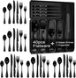 JUNLIN 49 Pieces Black Silverware Set by JUNLIN