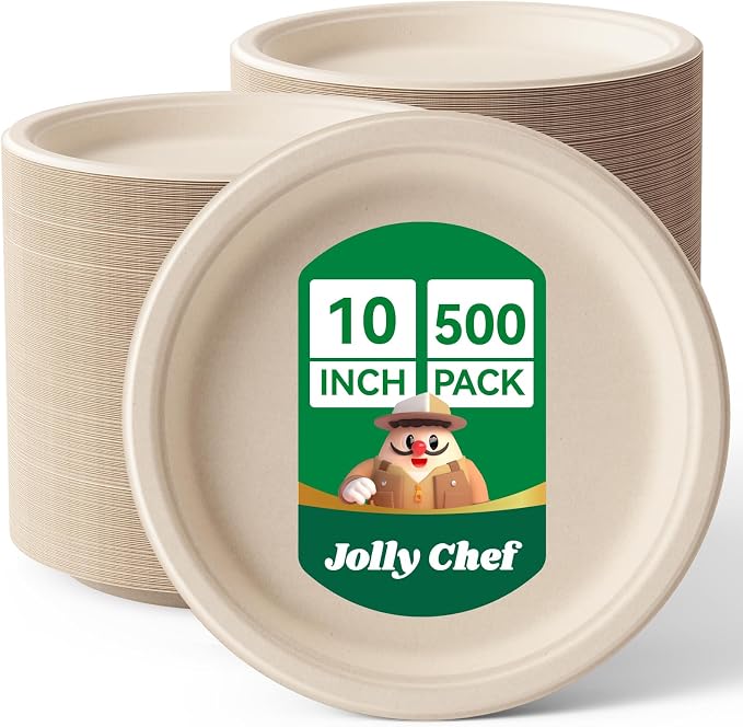 Compostable Heavy Duty Plates   Eco-Friendly Disposable Paper by JOLLYCHEF