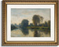 InSimSea Gold Picture Framed Wall Art, Living Room Vintage Lakeside Wall Decor, Nature River Landscape Canvas Print Art, Home Farmhouse Decor, Antique Paintings with Frame 13x16inch