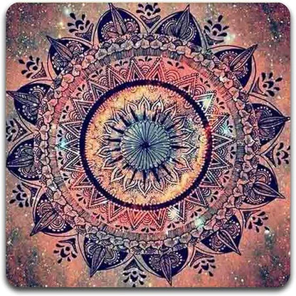 Mandala Pattern Square Coaster Set - Made of Recycled Rubber - Set of 4