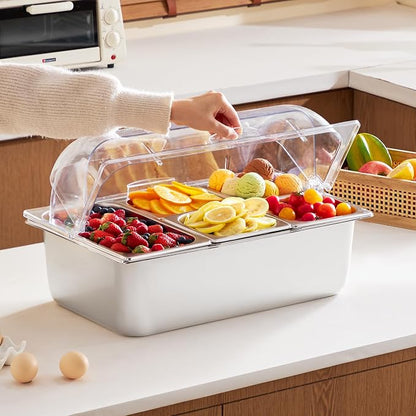VEVOR Countertop Food Serving Display Container, 5 Pan Stainless Steel Food - Image 8