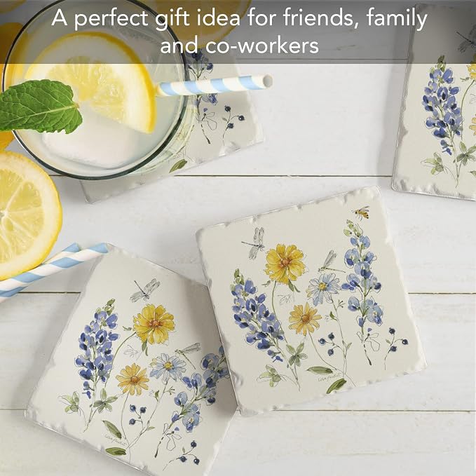Thirstystone Lovely Blues 4 Pack Tumbled Tile Stone Coasters | 4" Square - Image 7
