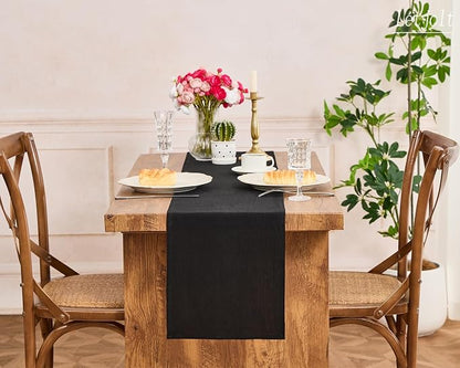 Letjolt Black Table Runner 108 Inches Long | Rustic - Image 5