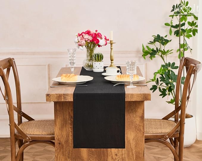 Letjolt Black Table Runner 72 Inches Long | Rustic - Image 5