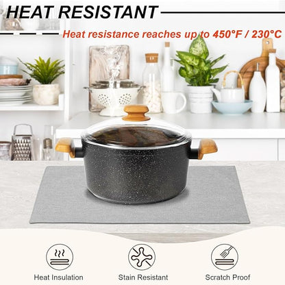 Cloth Placemats Set of 6, Cotton Linen Blend Machine Washable Double Layered Durable Place Mats Heat Resistant Placemats Wrinkle Free Thick Fabric Dining Table Mats (Light Grey, 6)