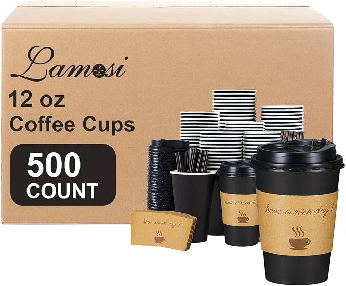 Lamosi 500 Pack 12 oz Coffee Cups, Disposable To Go Paper Cups by BuyNow