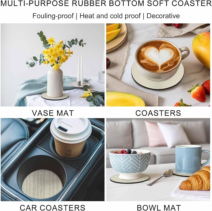 Beige Coasters Set of 6, Absorbent Coasters - Image 6