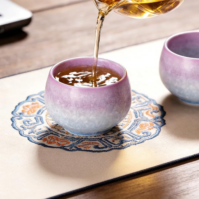 KAMMAK Japanese Tea Cups, 6.7 Oz Small Handmade Ceramic Teacups, Loose Leaf and - Image 5
