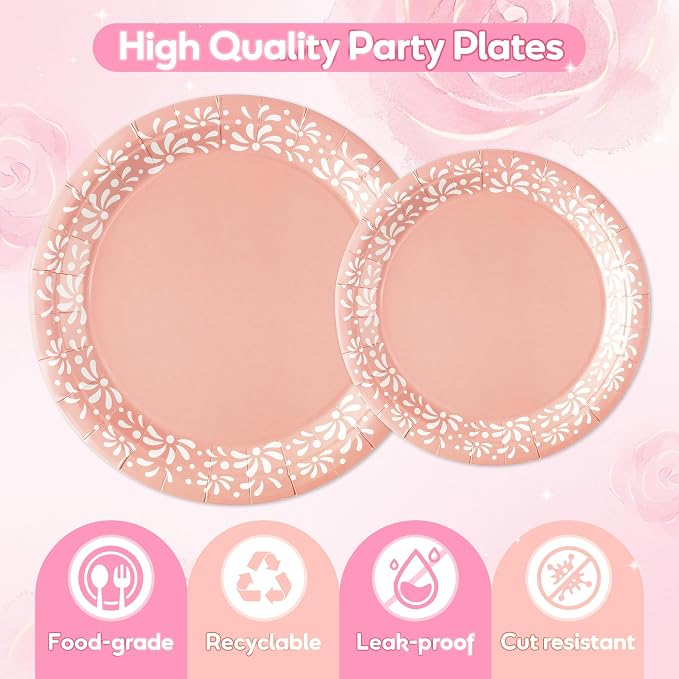 96Pcs Pink Platos De Barro Mexicanos Cielito Lindo Terracotta Clay Party Plates - Image 3