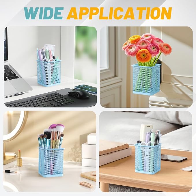 Segarty Pencil Holder, 6 Pack Square Light Blue Pen Holder - Image 6