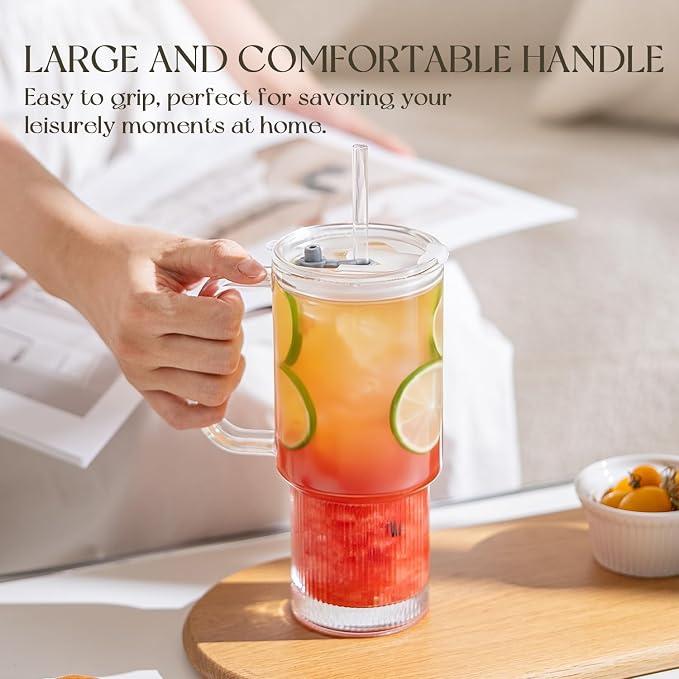 KEMORELA 24oz Ribbed Glass Tumbler - Image 6