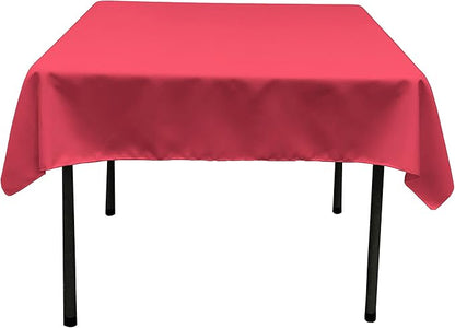 LA Linen Polyester Poplin Washable Square Tablecloth, Stain and Wrinkle Resistant Square Table Cover 52x52, Fabric Table Cloth Square for Dining, Kitchen, Party, Holiday 52 by 52-Inch, Fuchsia